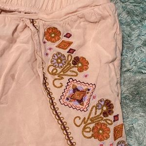 Light Pink Embroidered Mini Shorts